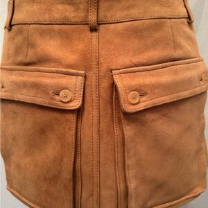 Bally vintage tan suede leather mini skirt 100% lamb skin, warm and rich